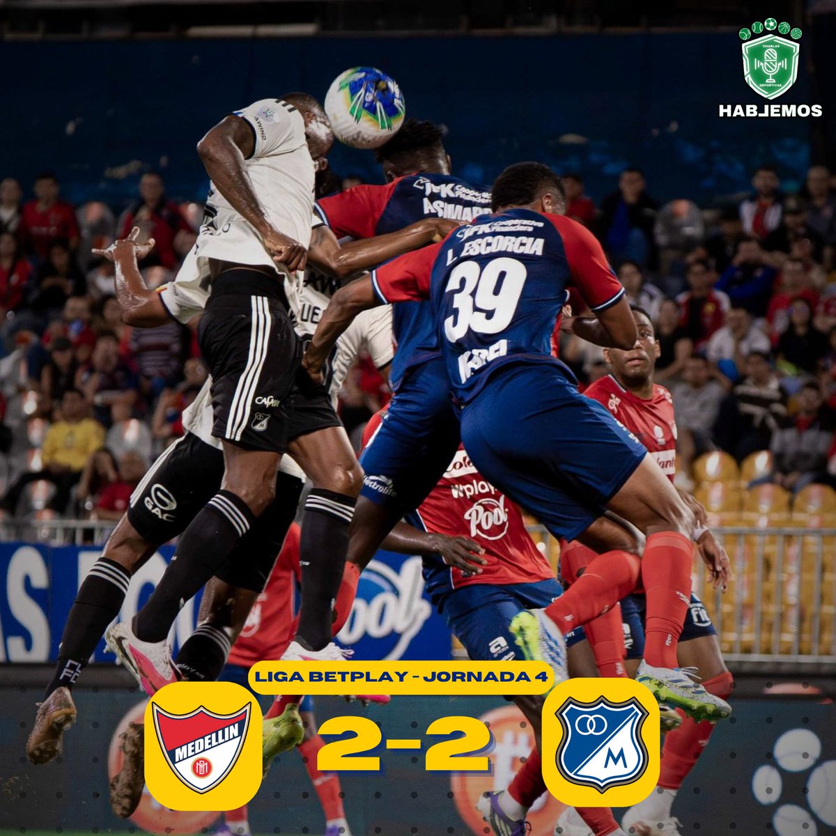 HABLEMOS_CD's tweet photo. El 'Poderoso' cortó la senda ganadora del 'Embajador'
Deportivo Independiente Medellín enfrentó a Millonarios FC, en el juego aplazado correspondiente a la fecha 4 de la Liga BetPlay, el resultado final fue 2-2;
#Millonarios #Bogotá #Medellín #DIM #FPC https://t.co/vSlHzQlyLm