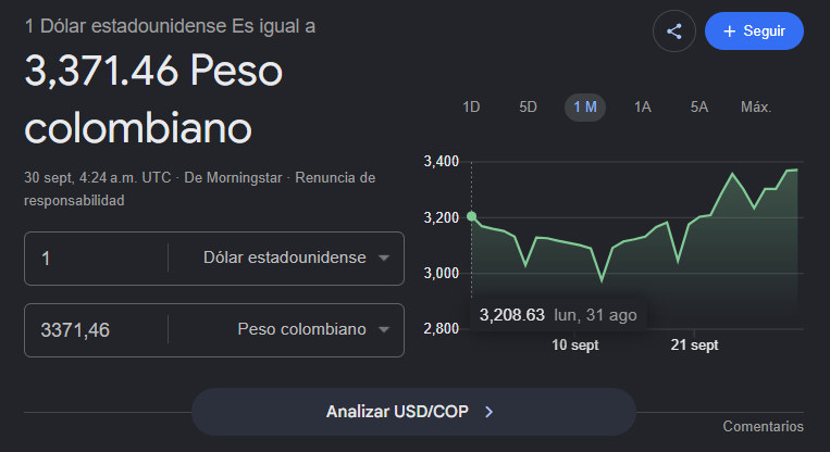 scardiaz5's tweet photo. Gracias Tigre. Para algunos nos es imposible conseguir aquí un empleo por + de 3m y tener que salir a mamarse Transmilenio, trancones robos basura y poder trabajar remoto y que suba el dólar te la doy Abelardo <3 vamos por los 4000 https://t.co/ueTU1PKcJ3