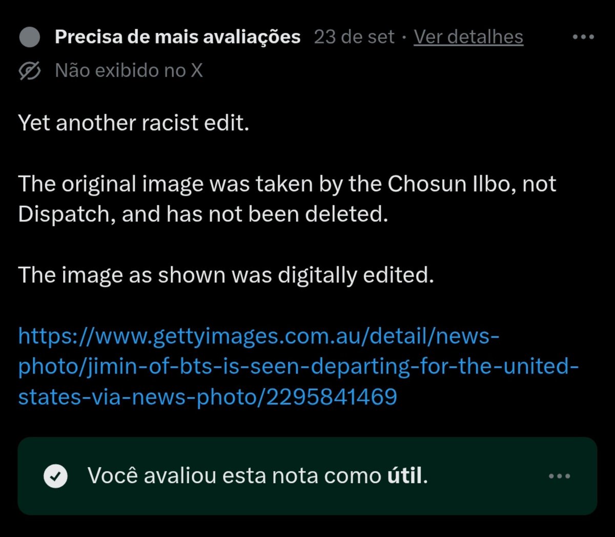 mizzieReportOT7's tweet photo. 🚨⚠️MASS REPORT 🐰🐥E AVALIEM AS NOTAS DE COMUNIDADE COMO ÚTIL 🚨⚠️

Links notas:
1. https://t.co/RrAFrxr19y

2. 
https://t.co/8RU4svMmTK

3.
https://t.co/1xTJxD8J1h

E DENUNCIAR EM MASSA ESSA PRR AQUI:
🚩https://t.co/yC1UhILIwo 

É inadmissível que esta conta ainda esteja de pé, fazendo post rcst, fazendo fakes tão grandes ao ponto do povo usar ela como fonte, isso é um absurdo, continuem denunciando por spam e enviando ela a para a HYBE.

📌 Categorias:
• Assédio e abuso
• Ataques direcionados
• Fake news
• Ódio 
• Spam 

Não engajem 🚫