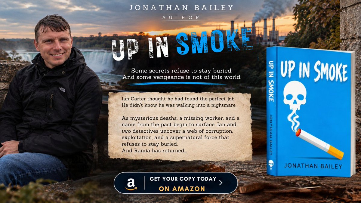 JonathanBacgqa's tweet photo. Discover Up in Smoke by Jonathan Bailey  a dark supernatural thriller filled with mystery, corruption, and revenge.
Read now on Amazon [https://t.co/NOUVKLqeFi]
#UpInSmoke #JonathanBailey #HorrorThriller #SupernaturalThriller #BookTok https://t.co/L5yei5wkSE