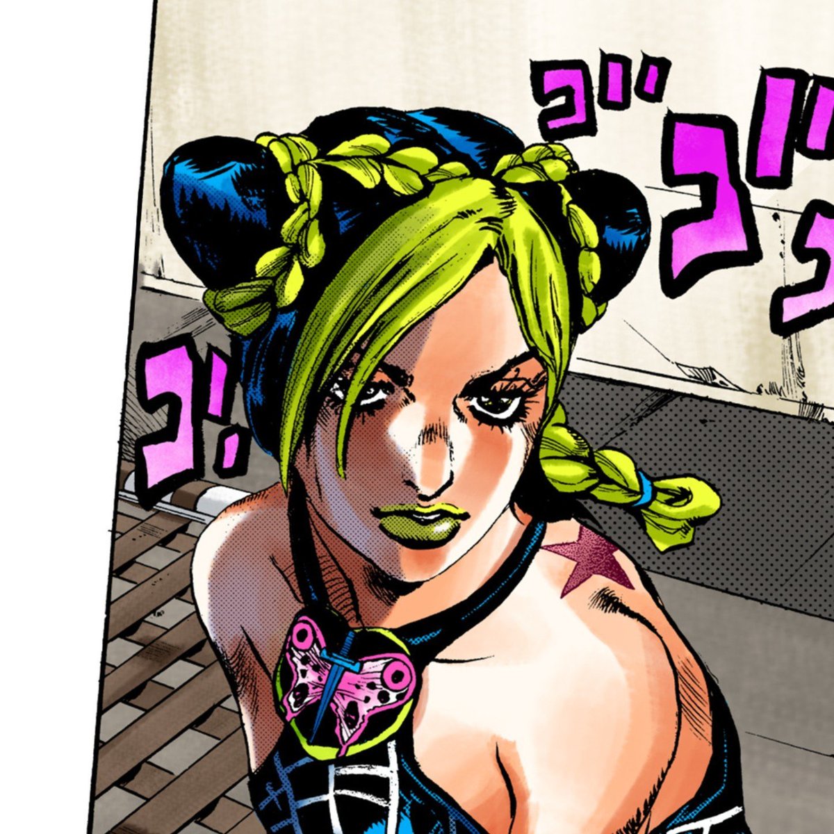 trishubug's tweet photo. ive just noticed that jolyne's hair buns grow Exponentially from the start to end of stone ocean 😭😭😭girl why u so ears 😭😭😭😭 https://t.co/nwATh7HNVw