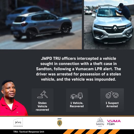 _ArriveAlive's tweet photo. A Vumacam LPR alert identified a vehicle sought in connection with a theft case in Sandton.
https://t.co/xOndF7rXTy
#ArriveAlive #VehicleCrime https://t.co/u4tTMkPMYe
