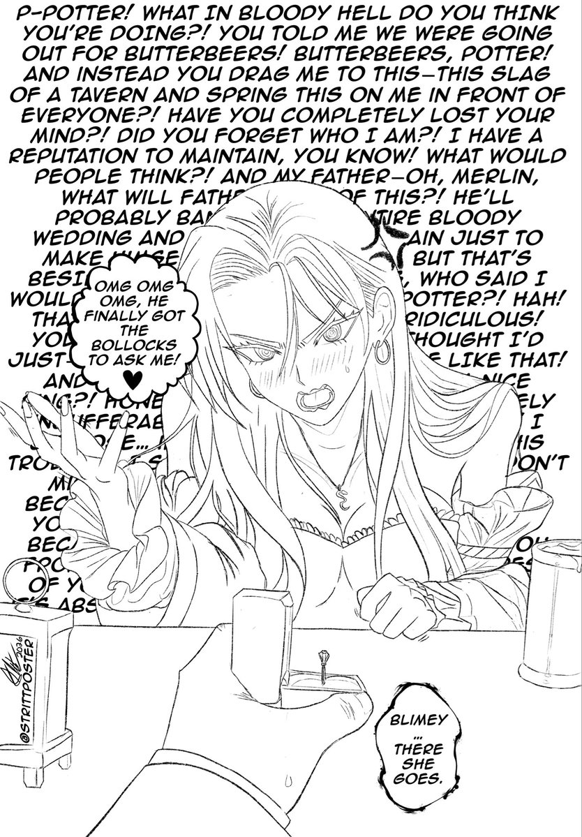 Strittposter's tweet photo. Part two rough draft of the Malfoid Saga, I’ll probably start coloring it tomorrow https://t.co/RVo1fTFPGL