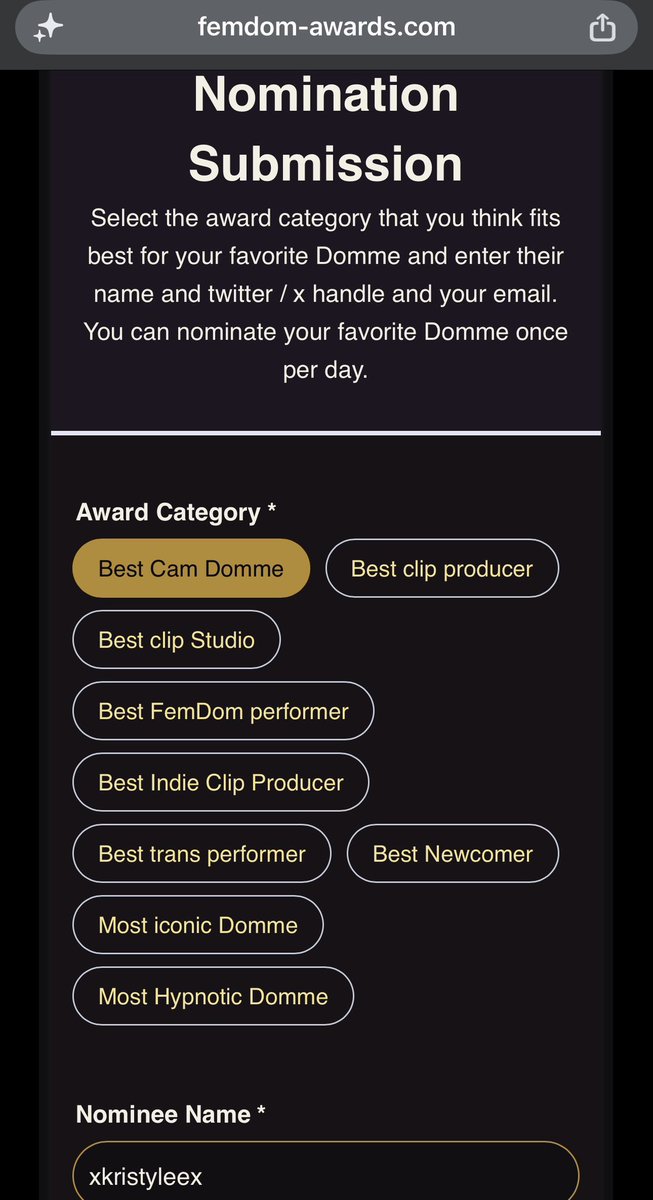 xkristyleex's tweet photo. Nominations are now open for the FemDom Awards in Las Vegas 🔥🔥 @TheFemdomAwards 

Please nominate me for:

Best Cam Domme
&amp;
Best FemDom Performer 

Link in comments ⛓️ https://t.co/JJPeF1p8kL