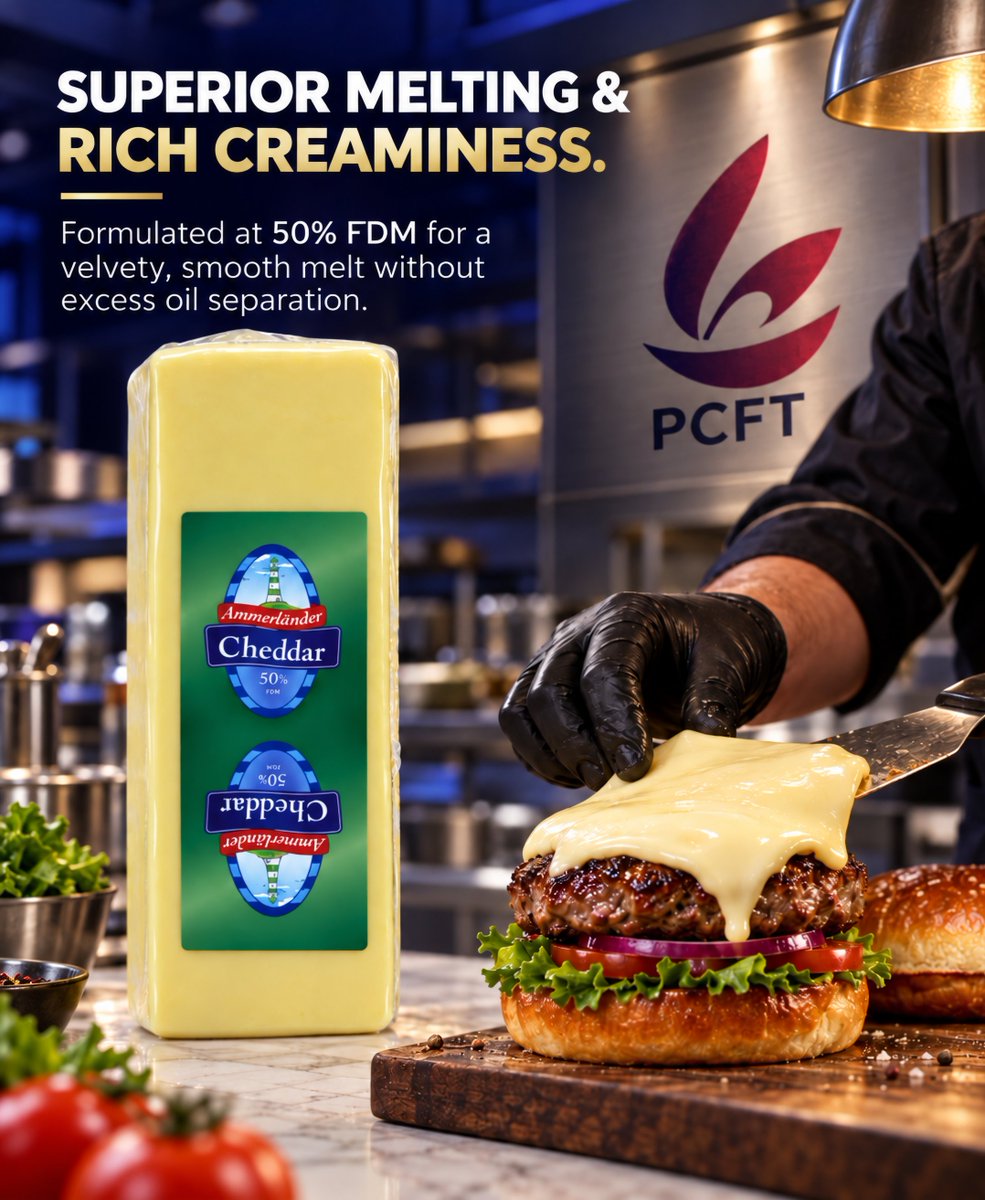 ChoiceFoodstuff's tweet photo. Ammerländer White Cheddar 50% FDM melts smoothly and evenly, delivering a creamy texture and rich cheddar flavor for gourmet burgers, paninis, sandwiches &amp; hot dishes.

👉Order: https://t.co/65crNwHb31

#CheddarCheese #B2B #HORECA #DubaiChefs #FoodServiceUAE #PremiumChoice https://t.co/JIO7dOsNJB