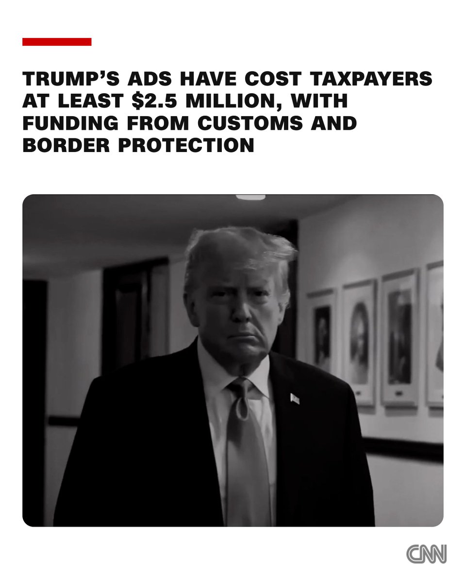 CNN's tweet photo. Millions of taxpayer dollars have already been spent on President Donald Trump’s hagiographic ads, according to estimates by a leading political ad-tracking firm. And a total of $20 million has been allocated for the effort, which watchdog groups have deemed illegal. https://t.co/24atkJ0ydA