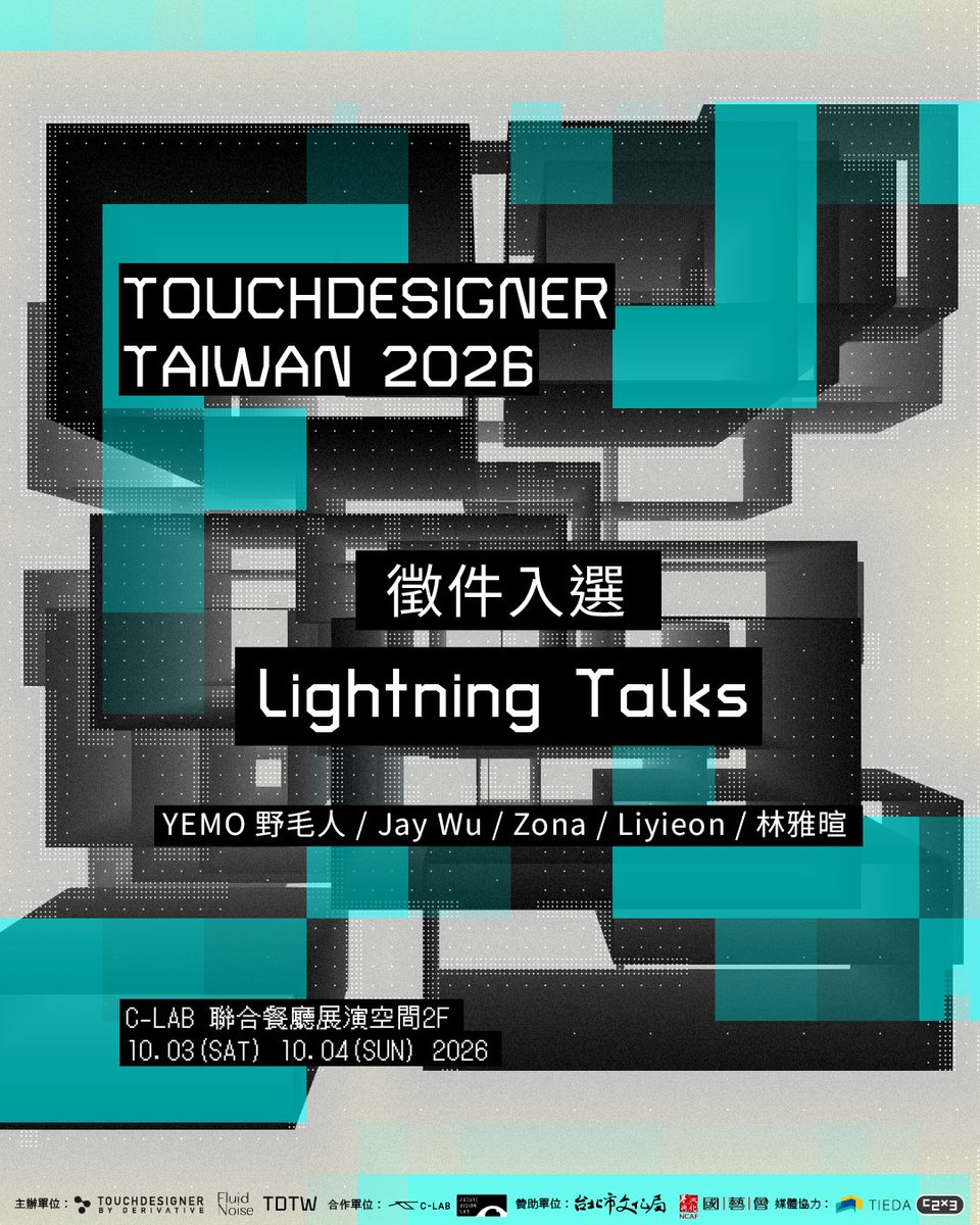 1null1's tweet photo. We'll open day2 with a keynote from @brvoigt sharing recent developments, trends, and what's coming next in TouchDesigner.
We then follow the features talks with local artists from the Taipei TD community telling their stories in a series of lightning talks. https://t.co/IMbxXRjPIP