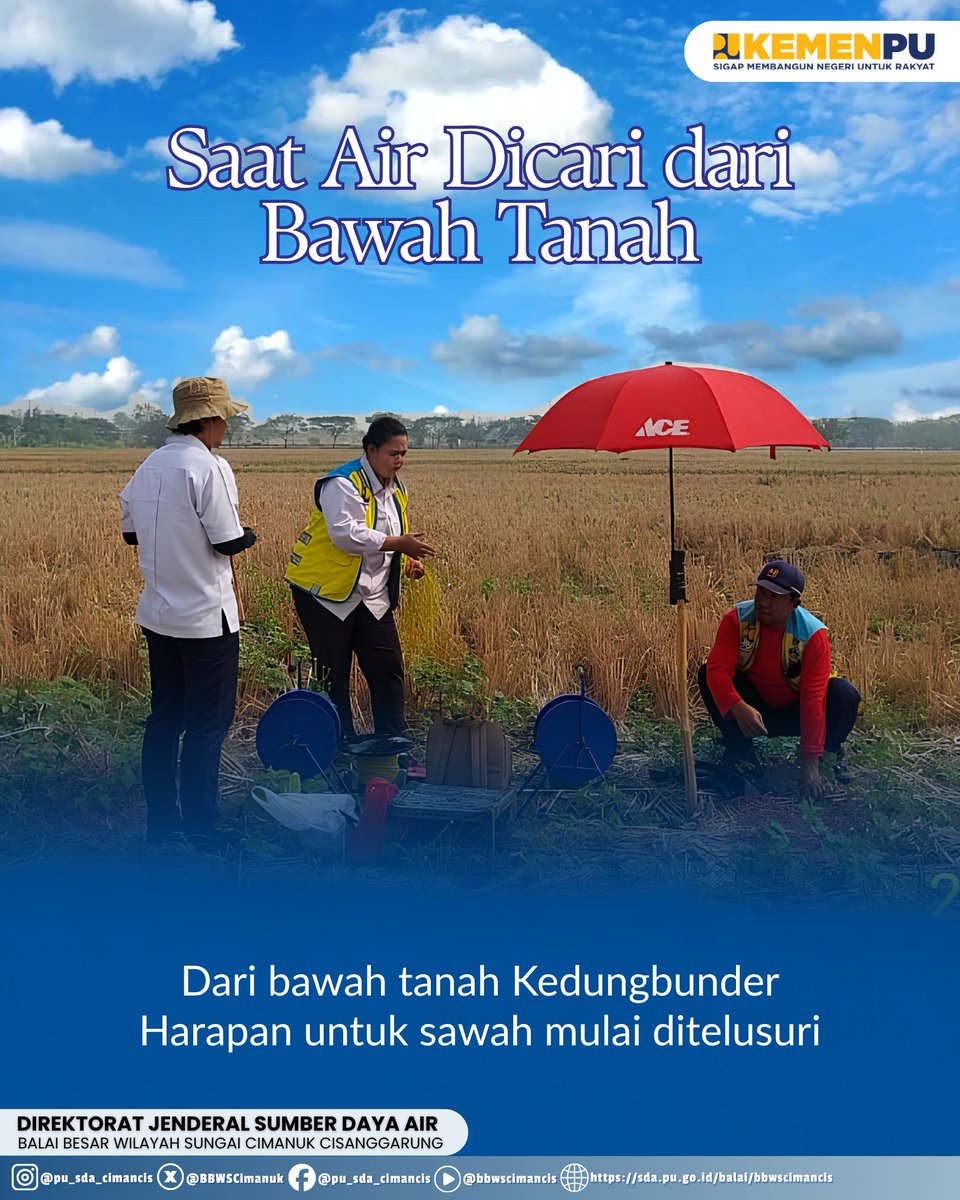 BBWSCimanuk's tweet photo. Air di permukaan makin terbatas. Di Desa Kedungbunder, Kecamatan Gempol, Kabupaten Cirebon pencarian pun beralih ke bawah tanah. Geolistrik dilakukan di area ....
#sigapmembangunnegeriuntukrakyat
#mengelolaairuntuknegeri
#bersamamenjagaair
#jagaketersediaanair
#bbwscimancis https://t.co/nZ8YlUogFL