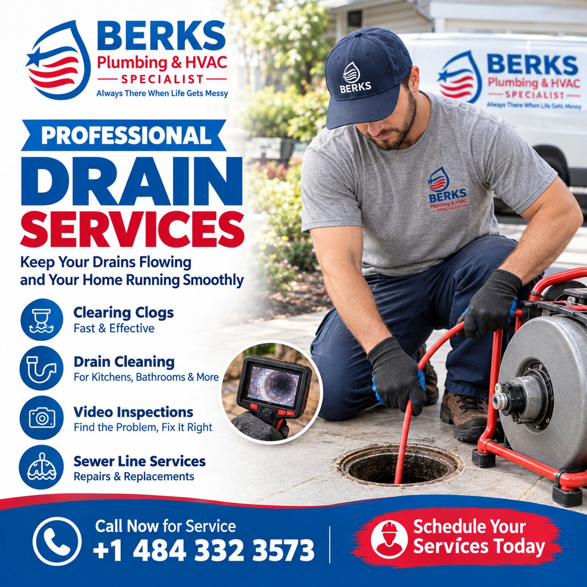 Berksplumbing's tweet photo. 🚿 Slow or clogged drain?

We can help with:

✅ Clog Clearing
✅ Drain Cleaning
✅ Video Inspections
✅ Sewer Line Services

Find the problem. Fix it right.

📞 484-332-3573
🌐 https://t.co/mfxNjrguhm

#DrainCleaning #CloggedDrain #SewerLineService #BerksCounty #BerksPlumbing https://t.co/wIwDUW73PG