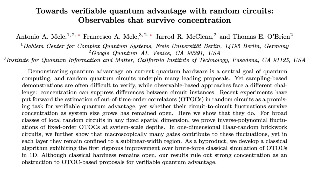 FrancescoMeleAn's tweet photo. Remember @Google's quantum echoes algorithm? It was run on Google’s quantum computer as a promising way to experimentally demonstrate verifiable quantum advantage

1/ https://t.co/U3Vj3nzmrv