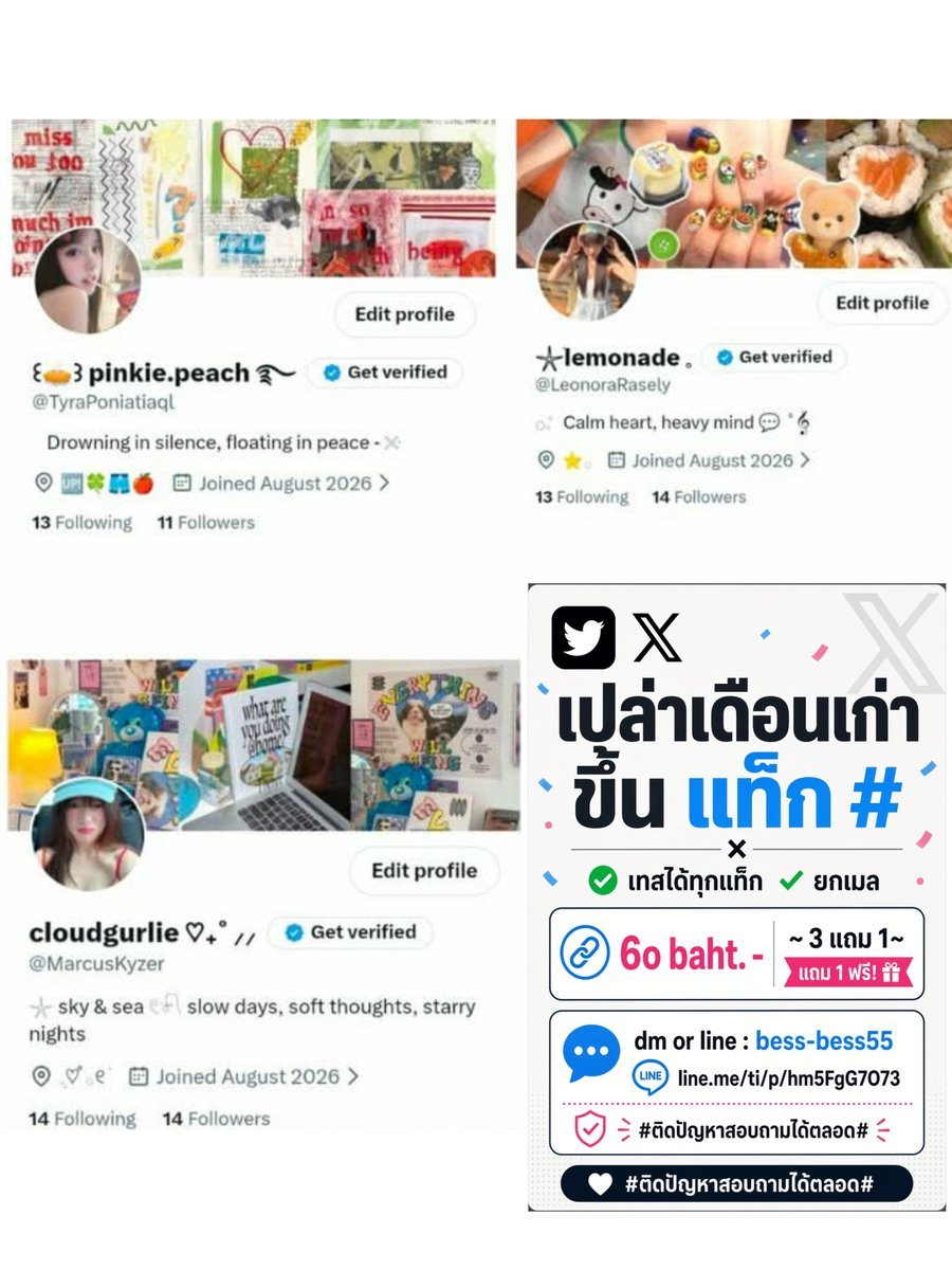 GarretFreeehn's tweet photo. Twitter x เปล่าเดือนเก่าขึ้น แท็ก #
 ✅เทสได้ทุกแท็ก✅ยกเมล

📎 6o baht. -
     (3 แถม 1)

💬dm or line : bess-bess55
 https://t.co/evIYci40a9
 #ขายแอค #ขายแอคทวิต #ขายทวิต https://t.co/jesF88cwNR