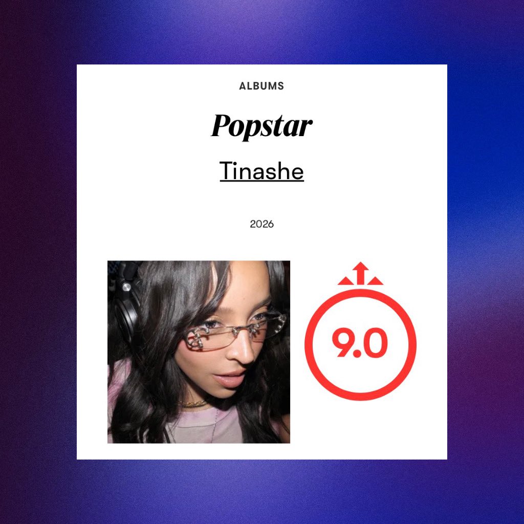 PopBase's tweet photo. Pitchfork gives ‘Popstar’ by Tinashe a score of 9.0/10. https://t.co/UieufYekCD