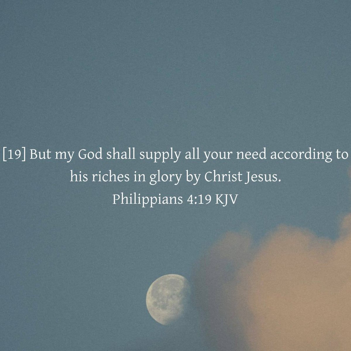 lisamabry's tweet photo. “But my God shall supply all your need according to his riches in glory by Christ Jesus. ”
Philippians 4:19 KJV

https://t.co/3imyBNxgBm https://t.co/ubloWcQ5RR
