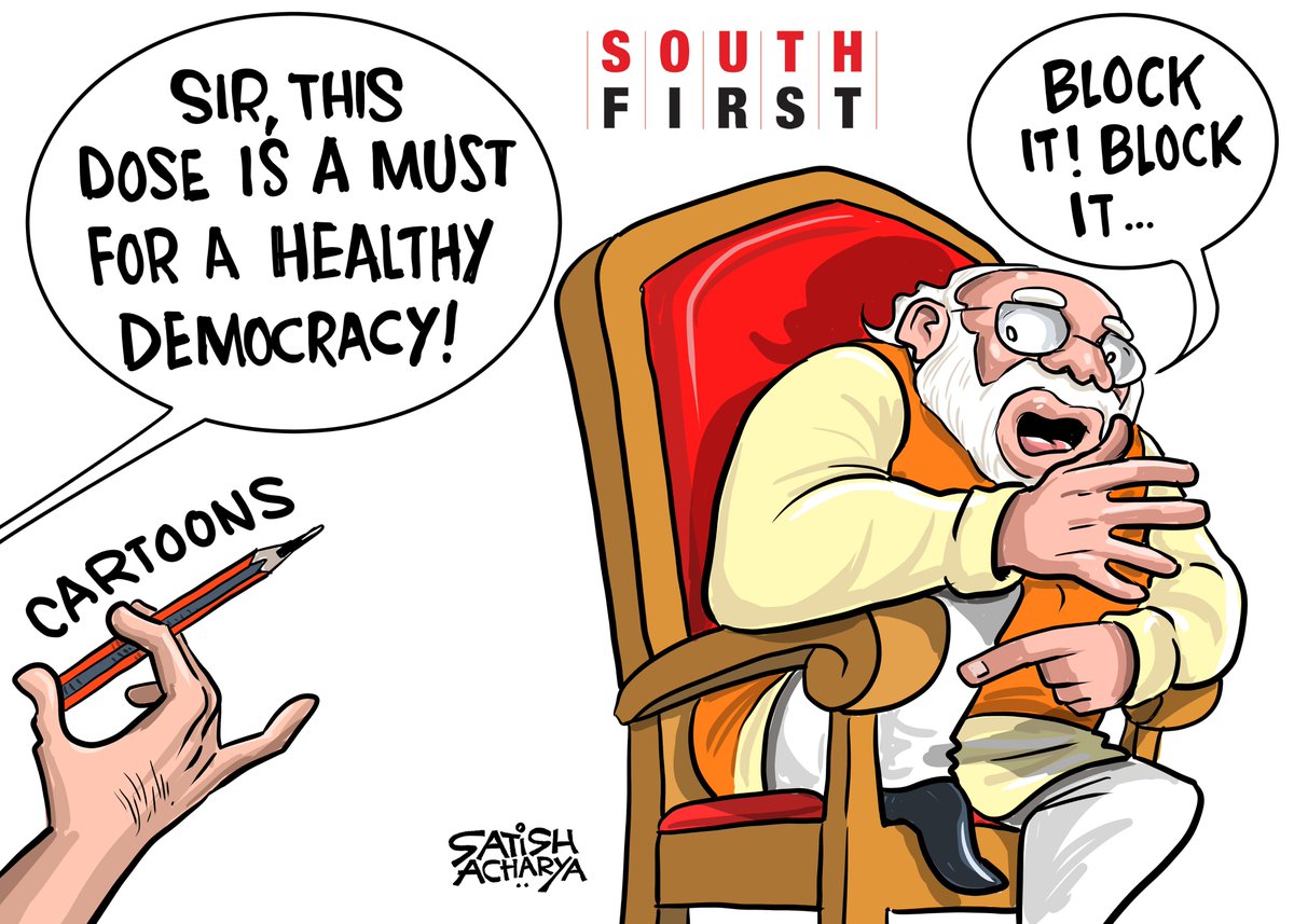 satishacharya's tweet photo. Block! Block! Block! #NarendraModi
@TheSouthfirst cartoon. https://t.co/y3jJZS1wls