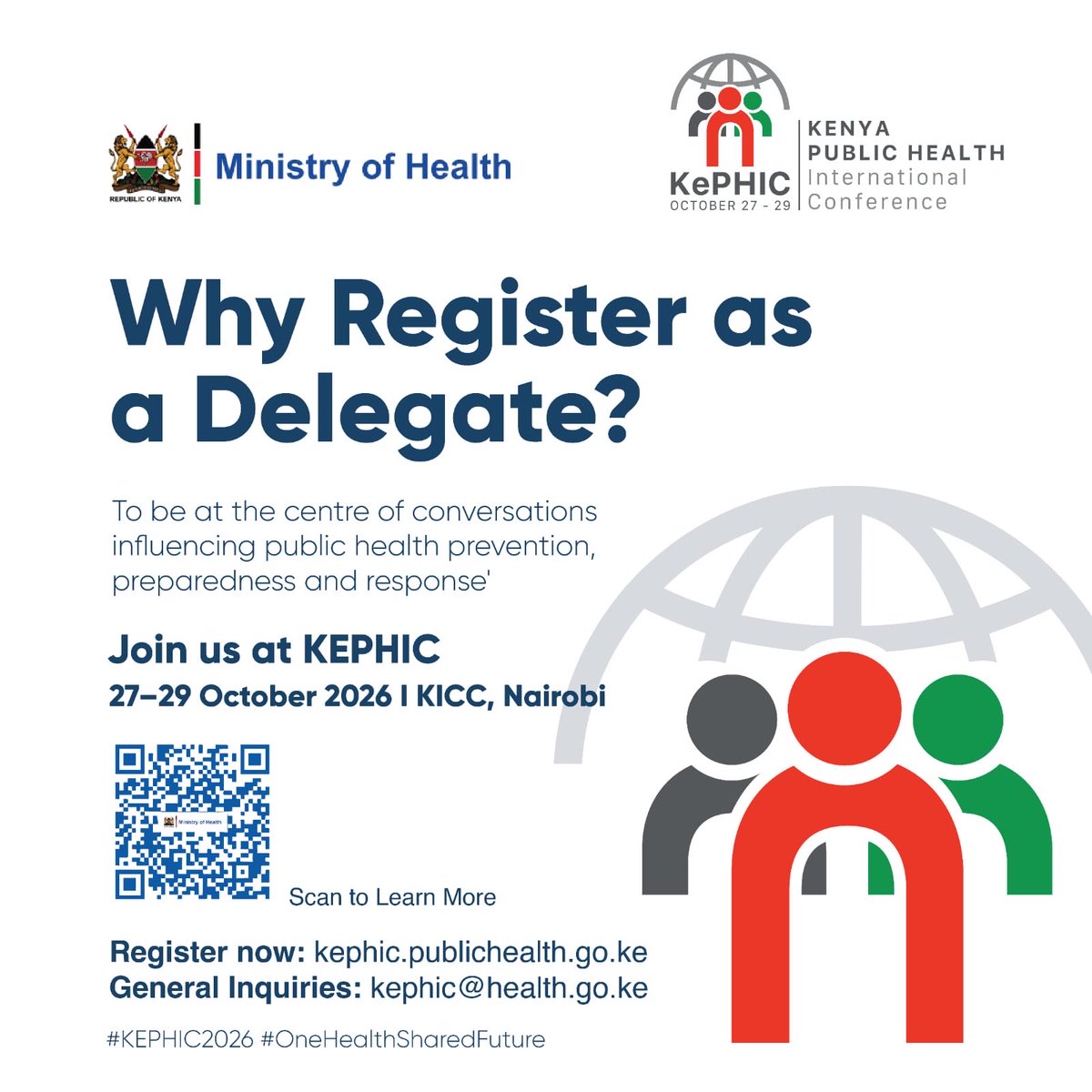 MOH_Kenya's tweet photo. Have you registered for KEPHIC 2026?

Join public health leaders, experts and partners shaping stronger approaches to prevention, preparedness and response.

📅 27–29 October 2026
📍 KICC, Nairobi
🔗 Register now: https://t.co/MMSX2V6tXk

#KEPHIC2026 https://t.co/cpCPYNOpAS