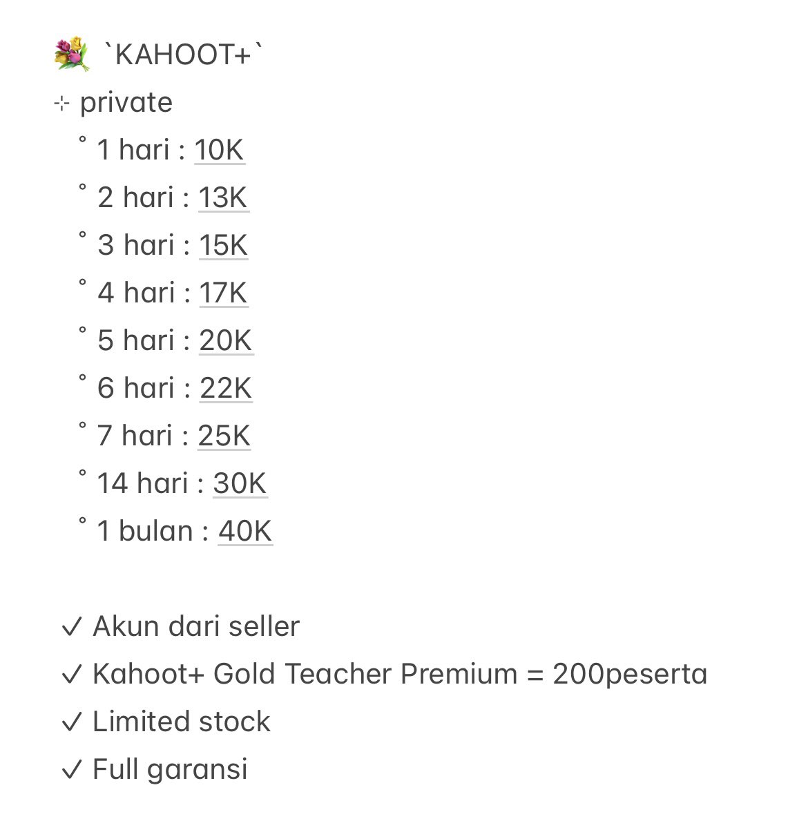 Swanmiist's tweet photo. ready kahoot+ gold 200 peserta premium harian full garansi✨ #zonauang #wts https://t.co/1QC0kryOqC
