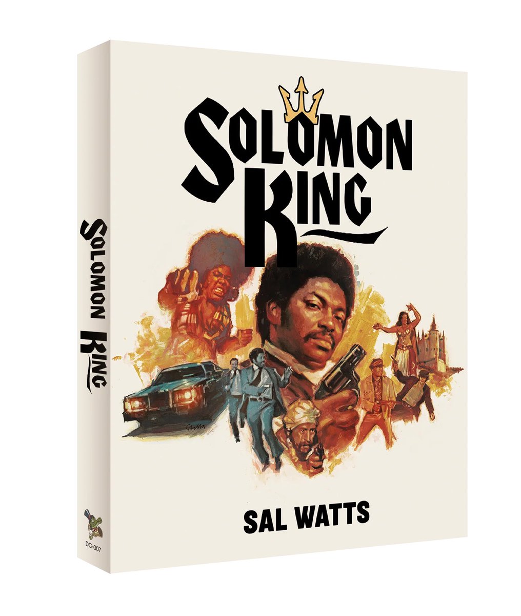 disc_connected's tweet photo. ***ANNOUNCEMENT***

Now available on Blu-ray in the US and shipping after their sale with a new printing design and slipcover from @DeafCrocodile: #SolomonKing (1974)!

New Printing.
Scanavo case and easier to read design
New slipcover by Tony Stella limited to 300 units

85 min. Dirs. Jack Bomay and Sal Watts. With “Little Jamie” Watts, Claudio Russo, Samaki Bennett, Tito Fuentes, Belinda B. Burton. "Don't you suckers know the days of Uncle Remus and Old Black Joe are gone?," barks ex-CIA operative/ex-Green Beret/nightclub owner Solomon King to a group of Black gang members at the Sugar Hill Club, in actor/director/writer Sal Watts’s long-lost Black urban crime/action film. SOLOMON KING was shot independently in Oakland, CA in 1973 with a cast of mostly non-professional Black actors, a killer soul-funk soundtrack and incredible clothes from Watts’s own Mr. Sal’s Fashion stores. In the vein of SHAFT meets THE LIQUIDATOR (with slo-mo kung fu fight scenes straight out of the Dirk Diggler movies in BOOGIE NIGHTS), the film stars Watts as an African American version of James Bond/Matt Helm, seducing beautiful nightclub singers and beating the crap out of the henchmen of an oil-obsessed Middle Eastern ruler. Produced on a shoestring budget and shot on location in many of the businesses Watts owned, the film is a priceless document of early Seventies Black culture, music and fashion in Oakland – and a powerful metaphor for Black empowerment, with Solomon turning the tables on every duplicitous white character he encounters. “You can’t do a damn thing without the motherf**in’ white man calling the shots,” he observes at one point. Watts’s personal story is even more fascinating: emerging from grinding poverty and racism in Mississippi, he went on to become a filmmaker and actor, record label owner, host of TV dance program “Soul Is,” fashion store owner and restaurateur in the 1970s, before serving time in federal prison on tax charges and dying in 2003. Restored with the cooperation of his widow Belinda Burton-Watts (who appears in the film), utilizing one of the only surviving complete prints of the film from UCLA Film & TV Archive and the original soundtrack elements, SOLOMON KING like Rudy Ray Moore’s DOLEMITE (1975) is both a wildly entertaining, funk-fueled action/fantasy – and a prime example of an independent Black filmmaker trying to break into the commercial film market his own way.
directed by: Sal Watts/Jack Bomay

starring: Sal Watts, "Little" Jamie Watts, Samaki Bennet, Claudia Russo, Felice Kinchelow, Louis Zito, Tanya Boyd (uncredited)
1974 / 84 min / 1.85:1 / English DTS HD-MA 2.0
Bonus Features

New restoration by Deaf Crocodile from the only known complete 35mm print

New commentary track by film critic and historian Walter Chaw (Film Freak Central, A Walter Hill Film - MZS Press)
New commentary track by author, journalist, and documentary film producer Steve Ryfle (Ishiro Honda - Wesleyan University Press)
New three-part video interview with Belinda Burton-Watts (widow of director/star Sal Watts)
New essay by Josiah Howard (Blaxploitation Cinema: The Essential Reference Guide - FAB Press)
July 18, 1976 episode of THE JAY PAYTON show (executive produced by Sal Watts)
Reproduction of the original SOLOMON KING pressbook
Restoration demo
Blu-ray mastering and authoring by David Mackenzie/Fidelity in Motion
Optional English SDH subtitles

Trailer: https://t.co/2Wusm0ECQL

Purchase: https://t.co/Iq5Xc858Ze

Standard edition: https://t.co/sUIIrjzJXx

#BluRay #Ad #PhysicalMedia #BluRays #BoutiqueBluRay #CultMovies #DiscConnected #DeafCrocodile
