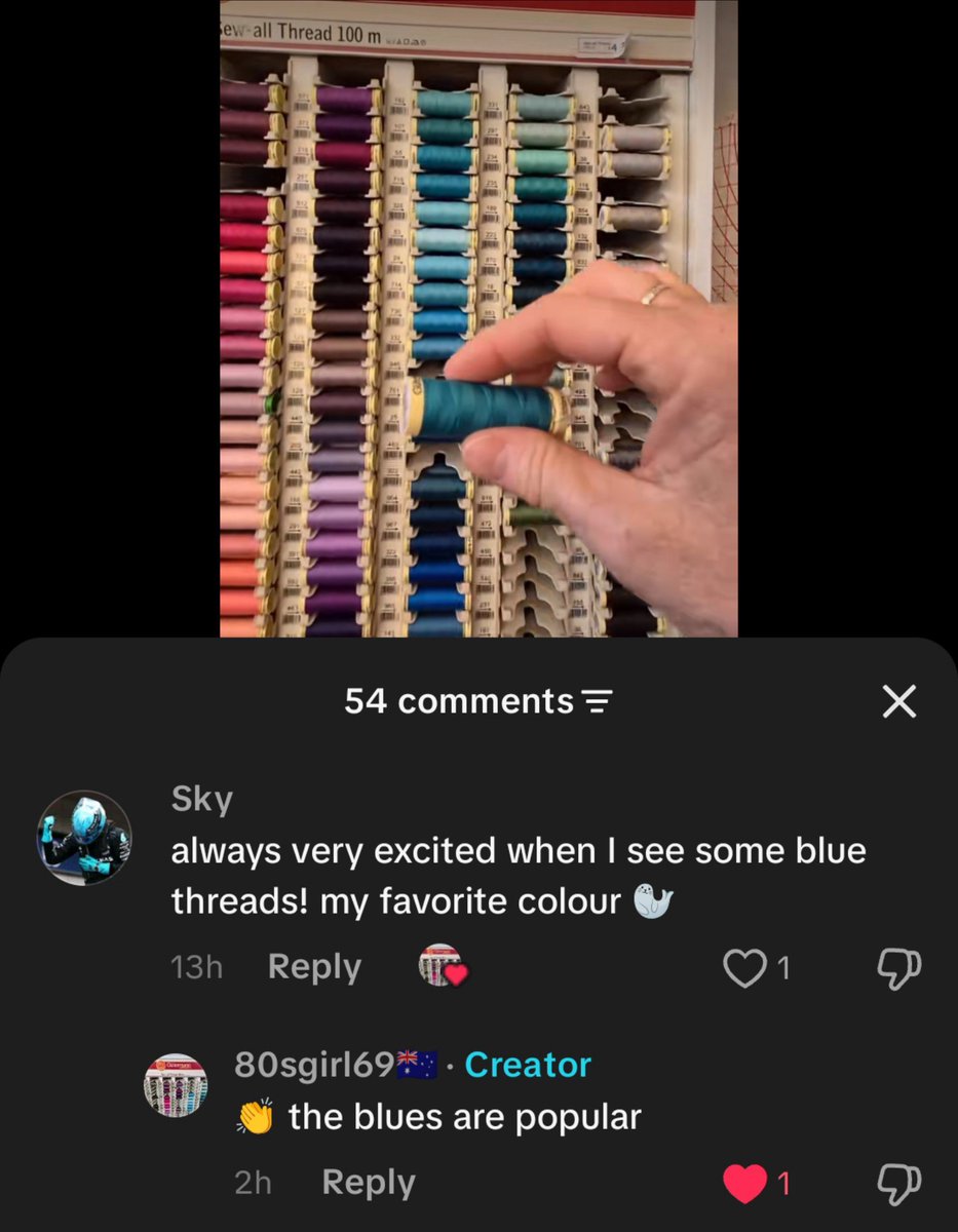 hxeics's tweet photo. There's a niche account on TikTok I really love of this woman collecting Gütermann threads and she responds to every single comment I make. I'm clearly not her usual viewer because the rest of her comments are other older women into sewing and I am a dude https://t.co/GvDA5GQdrW