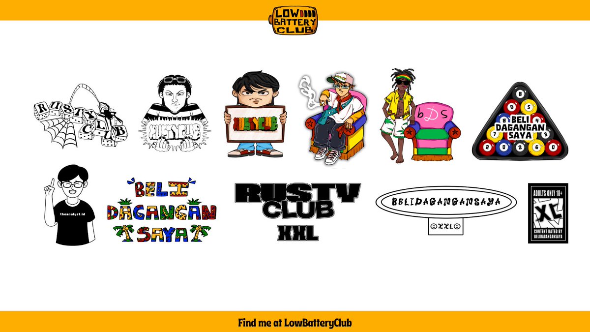 LowBatteryClub_'s tweet photo. @bryceloskisgf gass kakk aku bisaa bangett, udah sering handle logo UMKM. bisa menyesuaikan tema yaa kak, boleh wa dulu ajaa kak buat detail briefnya https://t.co/86AhcTv1YD