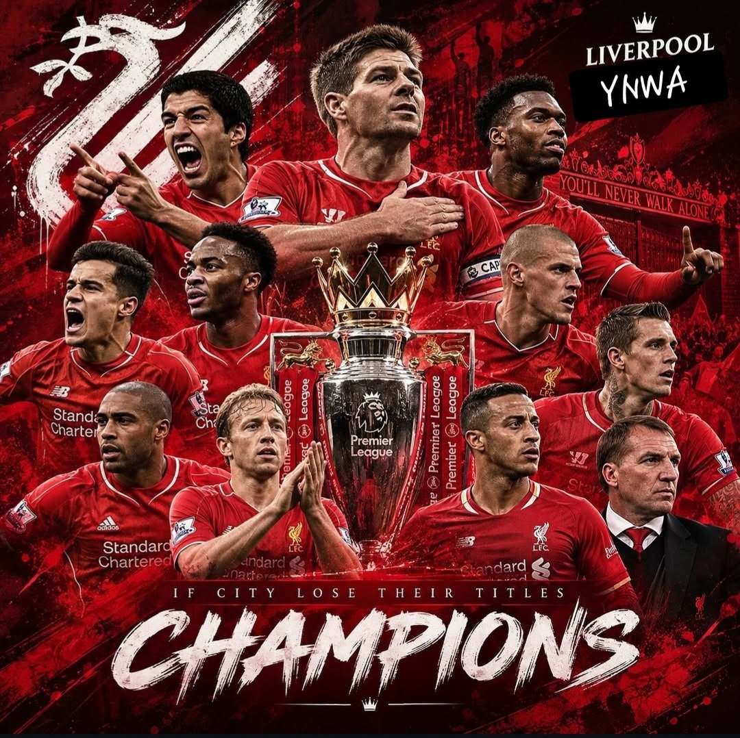 JohnsenStle's tweet photo. CHAMPIONS if Manchester City lose their titles 🔴 #YNWA https://t.co/ApHLq0d5sI