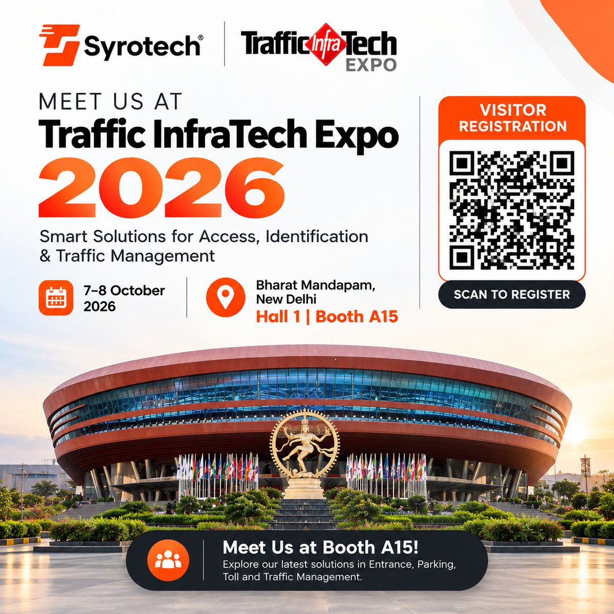 Syrotech's tweet photo. The road to smarter mobility starts with smarter infrastructure.
At #TrafficInfratechExpo2026, meet #Syrotech and explore our solutions for #AccessControl,
📍 Hall 1 | Booth A15
📅 7–8 October 2026
📌 Bharat Mandapam, New Delhi
#Syrotech #TransportInfrastructure https://t.co/1vOeGAy8y3