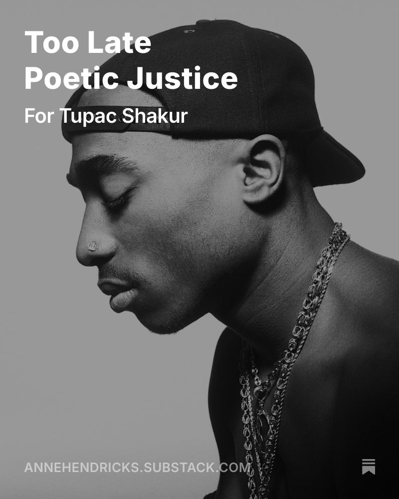 AnneEHendricks's tweet photo. Too Late Poetic Justice: My biographical slam poem for #Tupac https://t.co/cPckCL7l3A
#TupacShakur
#Poetry
#SpokenWord
#HipHop
#Biography
#Rap
#DuaneDavisGuilty
#GenX https://t.co/3sbiMMMn6i