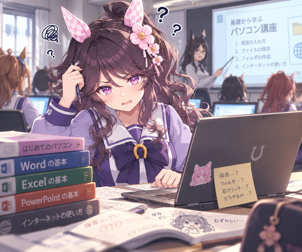 hamacom_palmer's tweet photo. 心は武士なのでパソコンの授業にさっぱりついていけないファレノプシス
 #ウマ娘  #umamusume #ファレノプシス https://t.co/XMlUxdgIuW
