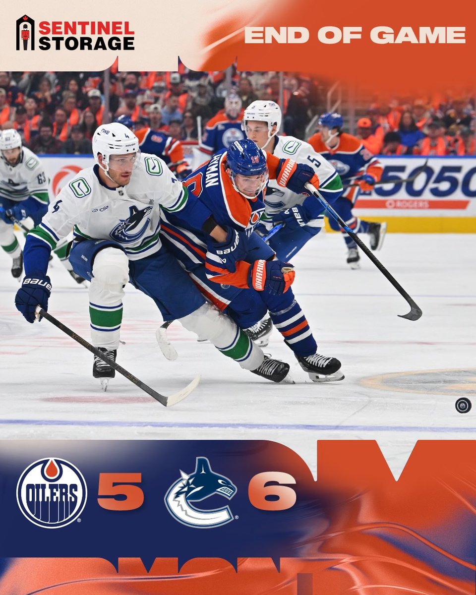 EdmontonOilers's tweet photo. Canucks end it in OT. 

@sentinelstorage | #LetsGoOilers https://t.co/ucjevUpgg5