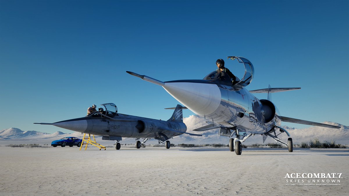 ByronBiDisaster's tweet photo. If the 2 million sales wallpaper for AC7 is canon then Trigger is drag racing Scrap Queen in an F-104 and owns a sportscar with his 3 strikes on it. https://t.co/tl57g4syw2