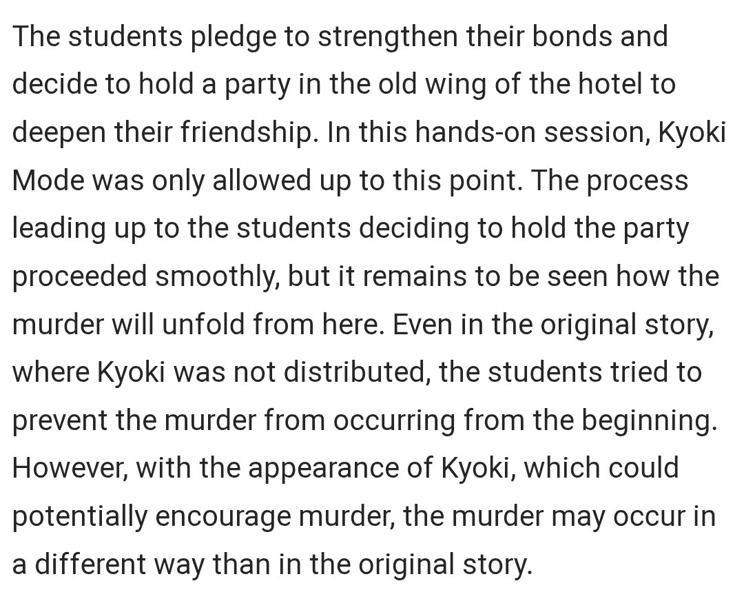 roxochixo's tweet photo. Slayhem mode motive information from AUTOMATION

Main takeaways are: A new rule has been added which prevents students to talk about what their items are, the students decide to host another party, and the reporter describes the mode as unsettling https://t.co/5BzdC9bypN