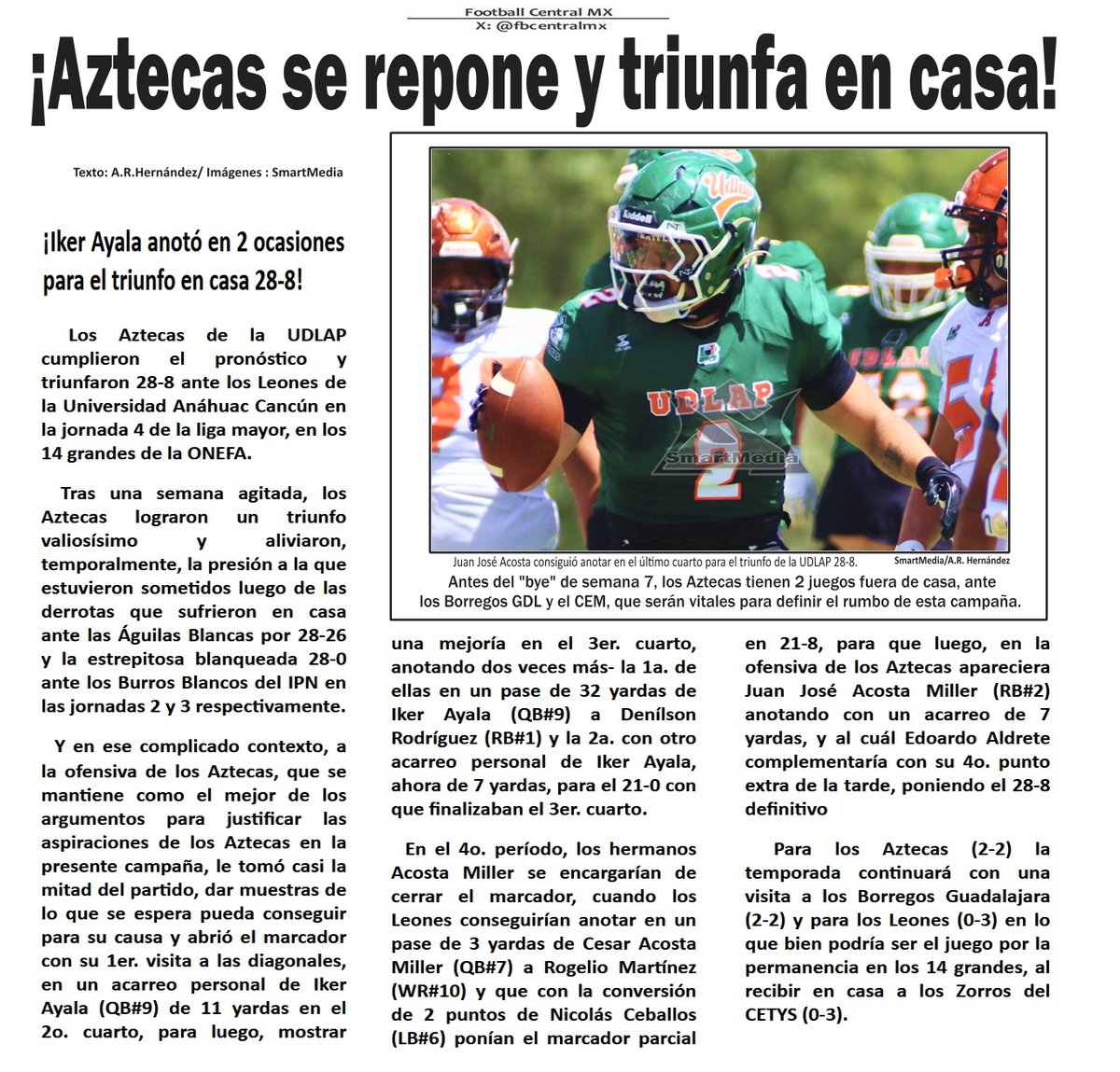 FBCentralMX's tweet photo. ¡Tras vencer a los Leones de la UACC, la UDLAP continuará con 2 juegos en gira, ante Borregos GDL y ante el CEM, que lo pueden definir todo en este 2026!
@OnefaOficial
@Aztecasudlap https://t.co/UUyoLvl4a5