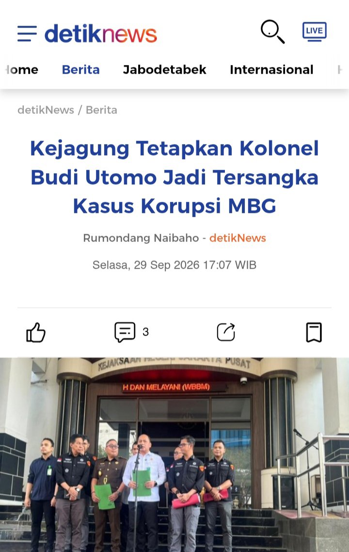 NayDonuts's tweet photo. DADAN CS PUNYA TEMAN BARU.

Namanya Kolonel Budi Utomo. Dia sudah ditetapkan jadi tersangka. Eks pejabat BGN yg diduga markup motor listrik ini diproses melalui koneksitas oleh Jampidmil &amp; ditahan di Pomdam Jaya.

Kirain yg berseragam bakal jadi benteng, taunya ikut join kloter🤣 https://t.co/riDIOiZP1f