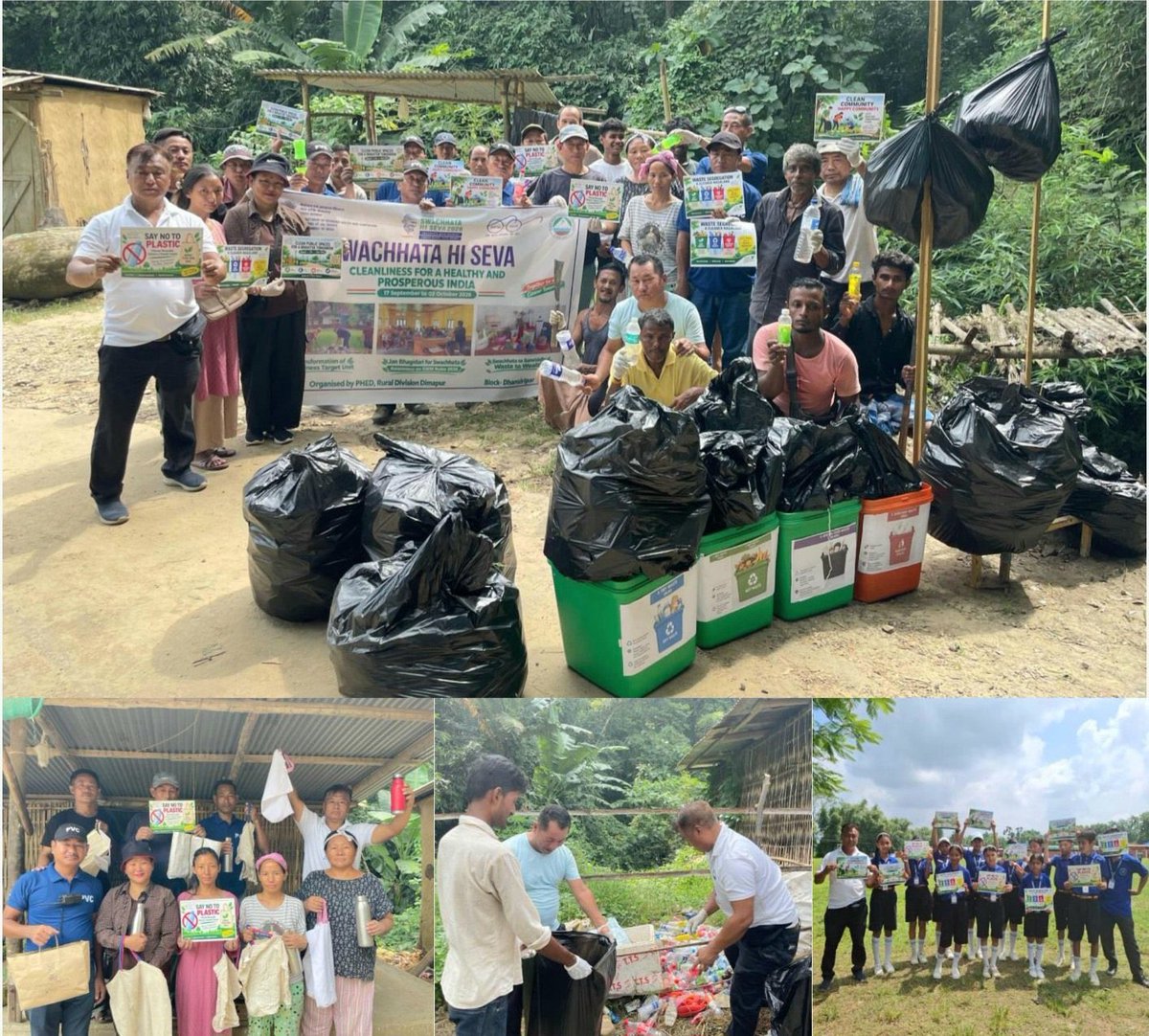 jacob_zhimomi's tweet photo. From community clean-up activities to door-to-door visitations emphasising on the three Rs : Reduce, Reuse & Recycle; @nagalandphed is ensuring #SwachhataHiSeva2026 is a people’s movement by inculcating innovative ideas and methods to spread public awareness on the importance of a clean environment. Glimpses from across Nagaland:
Pic 1 - Chümoukedima District 
Pic 2 - Kohima District 
Pic 3 - Tuensang District 
Pic 4 - Longleng District 

@narendramodi @AmitShah @NitinNabin @blsanthosh 
#SwachhBharat #SwachhataMeinSahbhagSwachhBharatViksitBharat #Nagaland