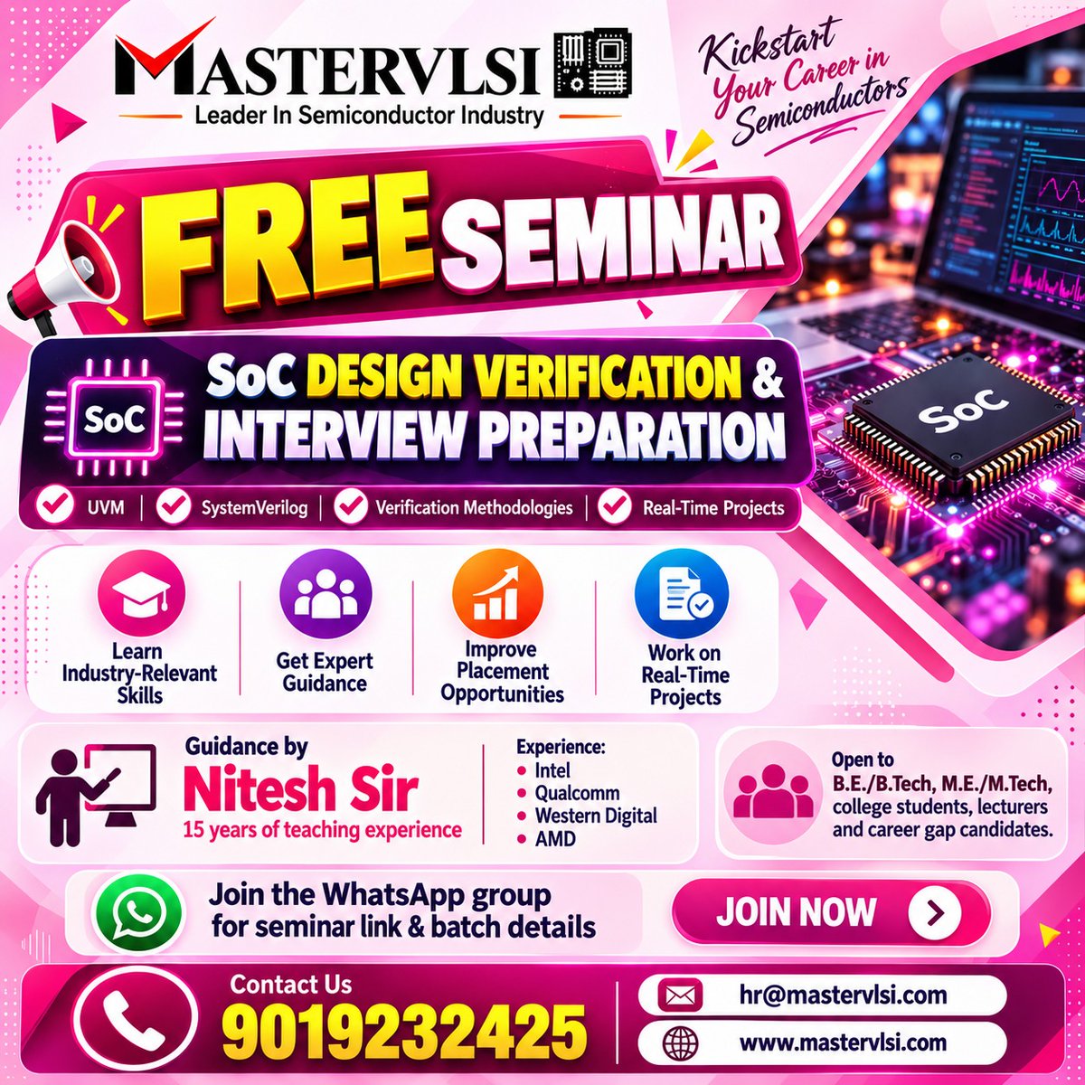 MasterVlsi's tweet photo. 💬 WhatsApp Community
https://t.co/fsh6HowOUx\

CONTACT: 📞 9019232425

🚀 SYSTEMVERILOG + UVM + AMBA ALONE MAY NOT BE ENOUGH FOR TODAY’S DESIGN VERIFICATION JOBS!

#VLSI #DesignVerification #VLSIJobs #Semiconductor #Mastervlsi #MASTERVLSI #mastervlsi https://t.co/BmvPsINjhv