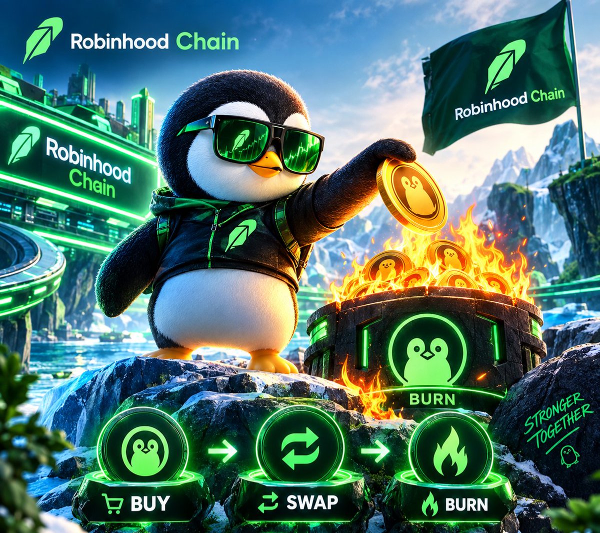 mememintlab1's tweet photo. 🐧🔥 Buy. Swap. Burn.

$PENGUIN + PenguinSwap are building a flywheel where swap activity can help fuel PENGUIN burns.

More activity → more fees → more potential burns → stronger ecosystem 🔄🔥

0xe2ec718dbbb81d0a50bdf0d21342e34162b11415

 #memecoins1000x #robinhood #crypto https://t.co/ymF7bNQx8c