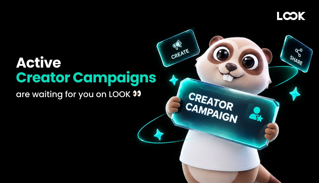 LOOKprotocol's tweet photo. Active Creator Campaigns are waiting for you on LOOK 👀

• Creators: Launch campaigns & pull your squad together. 
• Users: Clear quick missions & stack up your points.

Simple actions, big impact. Jump in and get yours done today! 
👉 https://t.co/f8owxvsZGF