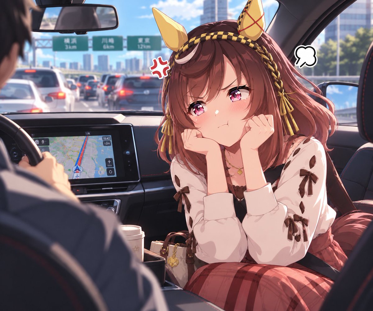 hamacom_palmer's tweet photo. トレーナーとのお出かけなのに、渋滞にハマりぷんすこするブエナビスタ
 #ウマ娘  #umamusume #ブエナビスタ https://t.co/RCw9QxlvwO