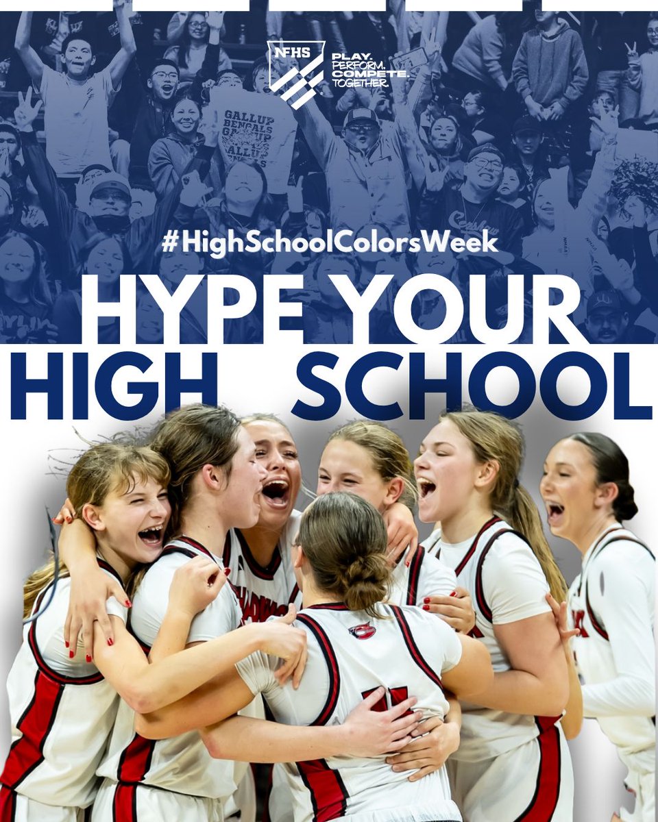NFHS_Org's tweet photo. It’s time to show your colors! 

Celebrate national #HighSchoolColorWeek this Friday, October 2, by wearing your school colors and showing off your school pride! 

Take a photo, share it, and use #HighSchoolColorsWeek so we can celebrate school communities across the country together!