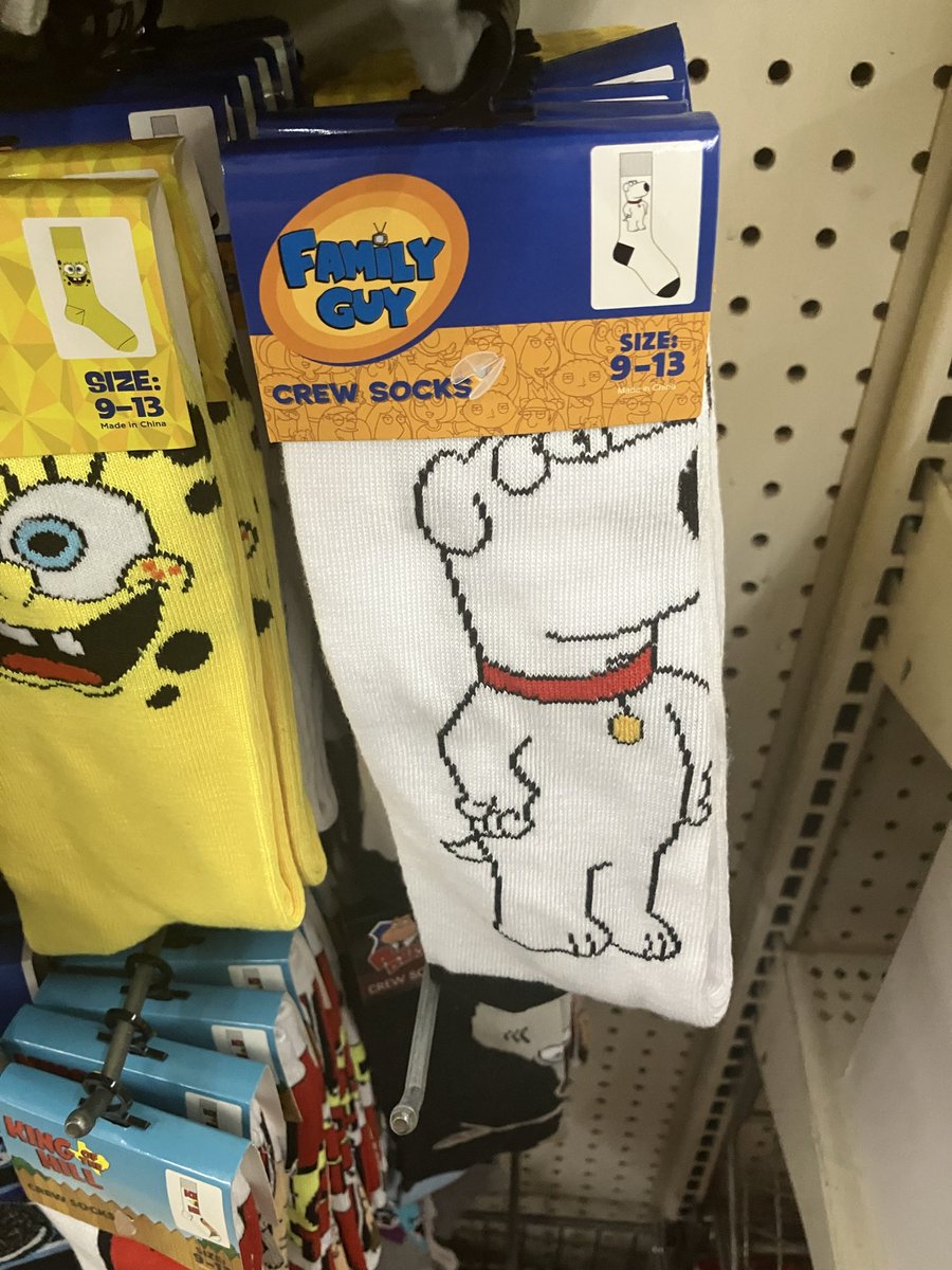 feltwelt78's tweet photo. I saw this at Dollar Tree. Why would anyone buy socks with just a picture of Brian Griffin on them? https://t.co/hAzmjqzK65