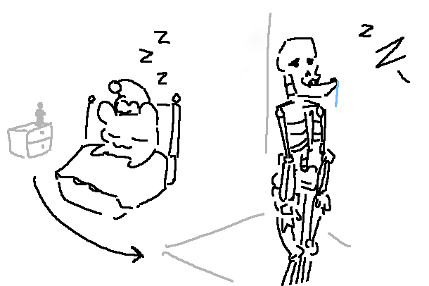 johanejoestar's tweet photo. there's a skeleton in my room with a diabolical underbite that defends me when I sleep https://t.co/ZI7R9JAP5Y