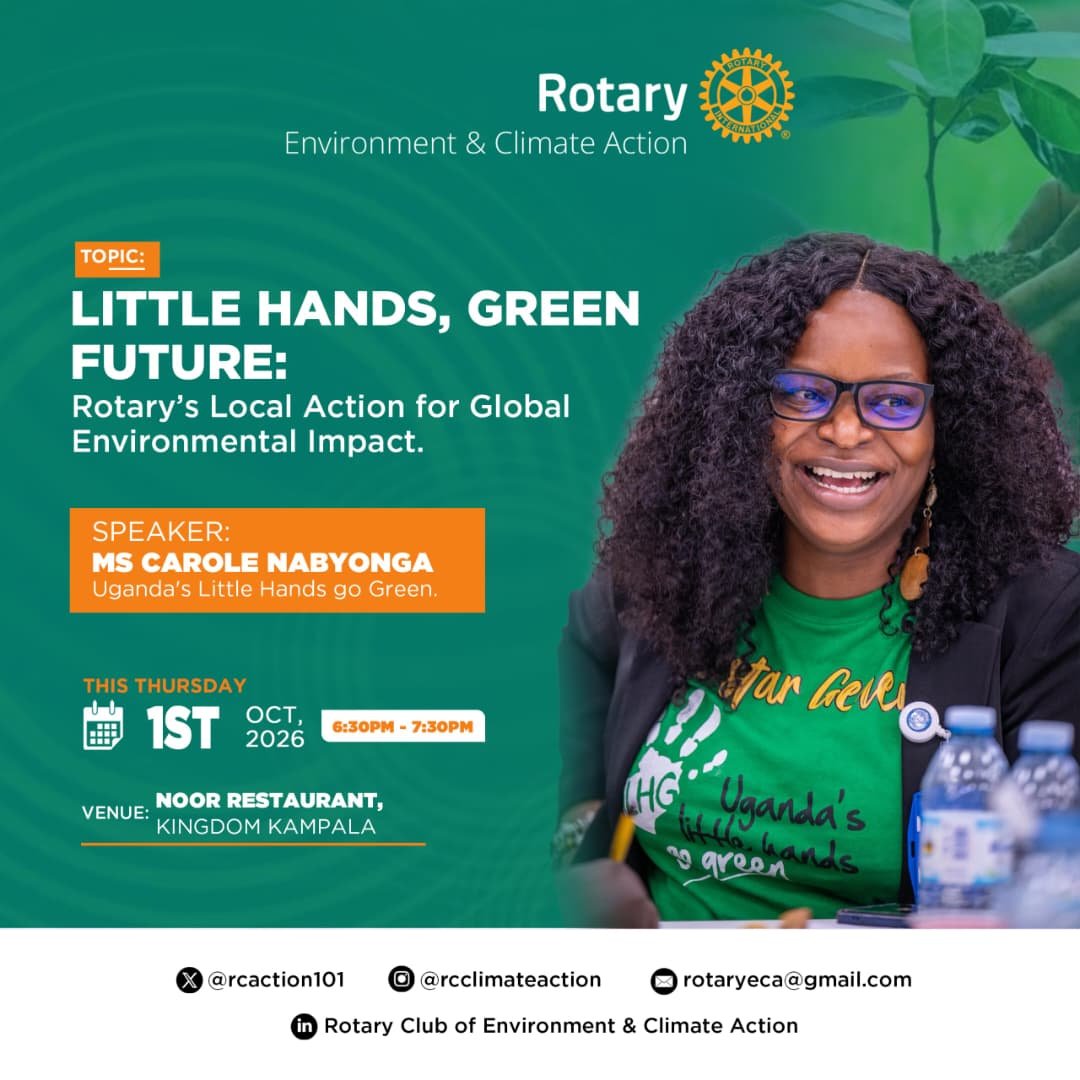 LilHandsGoGreen's tweet photo. .@rcaction101 hosts an empowering conversation on how local efforts drive a greener future & global impact, featuring our Director Operations, @CarolNabyonga.
This Thursday | πNoor Restaurant, Kingdom Kampala. #GoGreenUg
@JosephMasembe1 @RotaryKibuli @dgrotaryd9213 https://t.co/T8EBHNIPYd