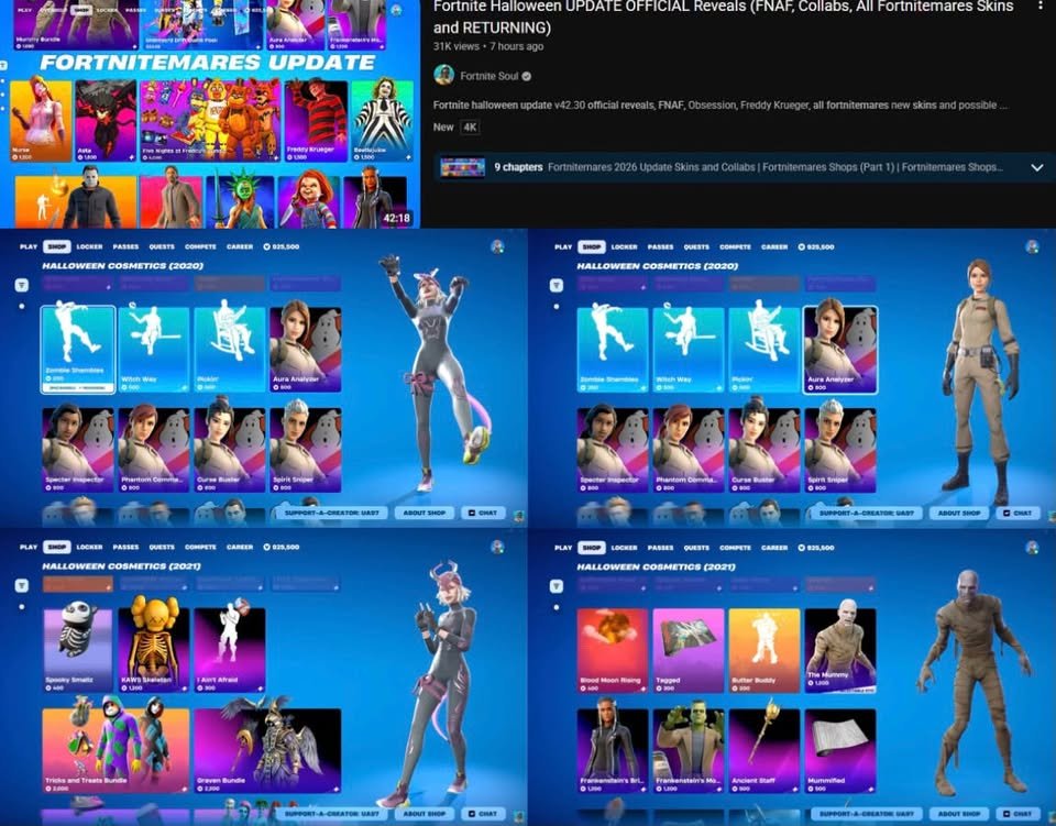 isaac10046's tweet photo. @QuantumCamper @Shadowbruh10 @QuantumCamper I think the Universal Monsters, Ghostbusters skins, and two rare emotes might finally return this Fortnitemares. The leaker showed them in a “RETURNING” video, so does that mean they're coming back soon? 🤔🖤 https://t.co/CvahOIKJl4
