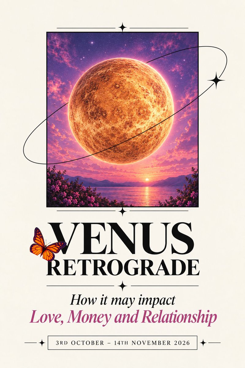 kundli02's tweet photo. 💗 Venus Retrograde in Libra 2026
From 3 October, Venus turns retrograde in Libra. Love, relationships, marriage and old emotional matters may come back into focus.
A time to rethink what you truly want in love. ❤️
#Astrology #kundli02 #ParamountSyntexSMEIPO #AncestralBlessings https://t.co/hefWG66GIV