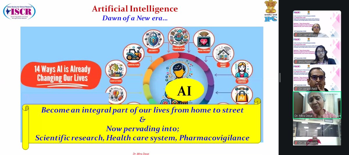 iscrindia's tweet photo. 📝 IPC Webinar: Next-Gen Pharmacovigilance, Risk Prediction &amp; Future Competencies | ISCR x IPC 📅 18th Sep 2026 | Online

Keynote by Dr. V. Kalaiselvan (IPC), AI in PV by Dr. Mira Desai, risk prediction by Dr. Ananya Chakraborty, and closing panel on PV by 2030. https://t.co/3naLTHcqFf