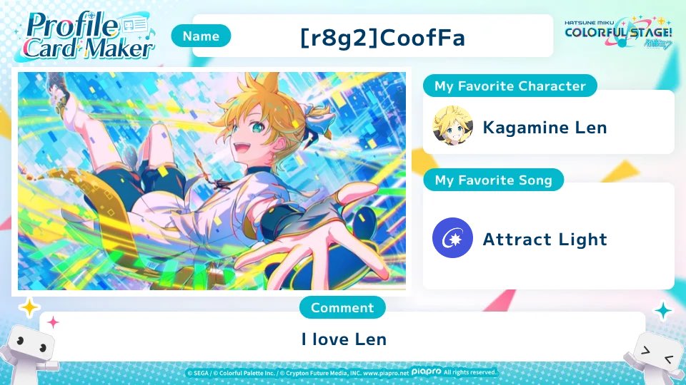 Co_of_Fa's tweet photo. Check out the #COLORFULSTAGE profile card I made for the World Link Campaign🌎

Let's bring together COLORFUL STAGE! fans from around the world!

https://t.co/eYuRy1mHsW

#SEKAIanniversary https://t.co/3JJu8wX8JC