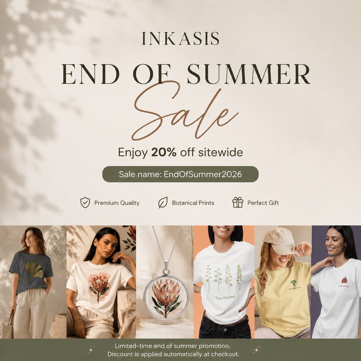 criza_26's tweet photo. End of Summer Sale: Enjoy 20% off botanical apparel, jewelry, and gifts. No coupon needed—discount applied automatically at checkout. Limited time only. https://t.co/RZQDaZWdWv