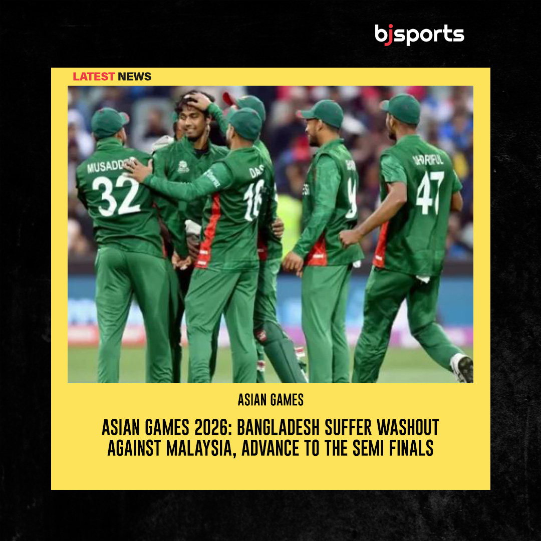 Bjsports_OFC's tweet photo. Asian Games 2026 🏆: Bangladesh Suffer Washout Against Malaysia 🇧🇩🌧🇲🇾, Advance to the Semi-Finals 🏏🔥

👉 Read More - https://t.co/U2vRm8EiCB

#Baji #BjSports #Sports #Cricket #AsianGames2026 #BANvsMAL #BangladeshCricket #MatchWashout #CricketNews https://t.co/24N0Gu8bBr