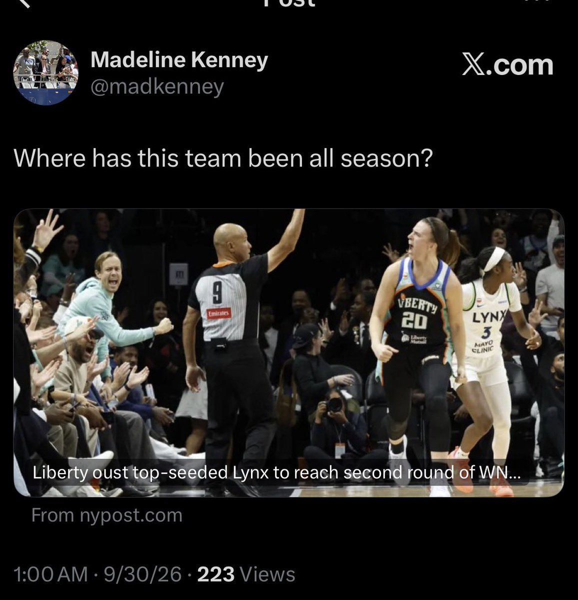 raya4's tweet photo. This is why I don’t respect it. Even when they win, the tone of the entire article is nasty as fuck. You can be truthful and talk about a team’s struggles without the nasty ass tone. The also constant shots at Sab even when she plays well. https://t.co/ciu2W4zjmT