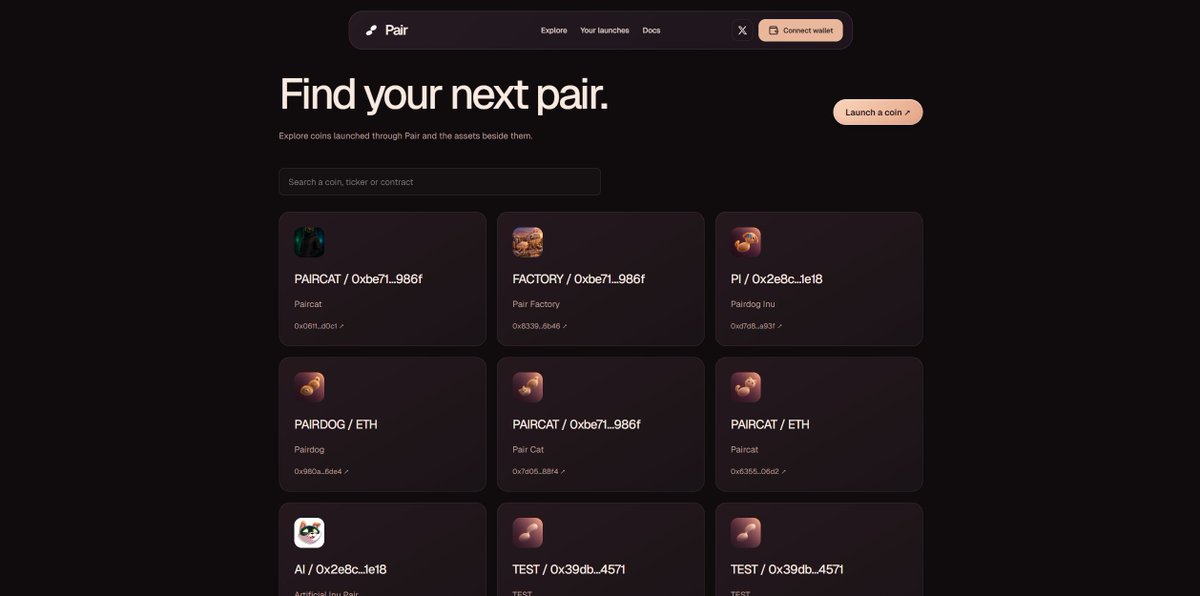 pairdottrade's tweet photo. Pair’s first on-chain snapshot: 10 launches across 5 creator wallets.

Creators have selected 4 different pairing assets. Six custom pools have been created, and the first has already received liquidity through automatic fee reinvestment.

Want to try it with the smallest upfront commitment?

Pair charges no separate platform launch fee. Select 0% starting supply and you won’t need to fund an initial token purchase - only the Pons launch fee and network gas still apply.

Your custom pool can then be funded through released trading fees or contributions. It becomes tradable once both assets have been deposited.

Choose your asset, launch through Pons, and follow your pool’s progress directly on your coin’s page.

https://t.co/HYPgTyjcSy