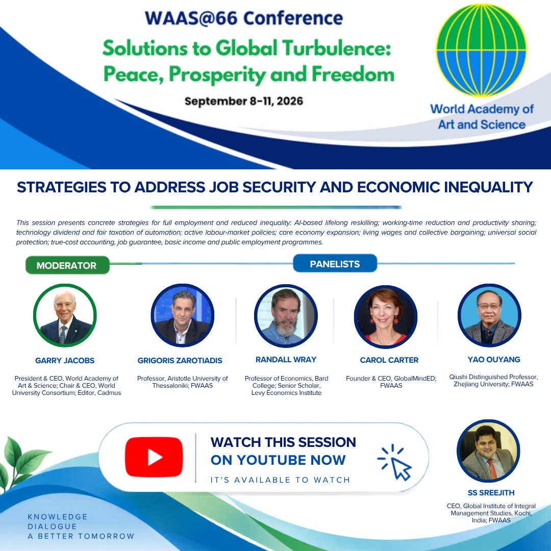 _WAAS_'s tweet photo. 🎥 Watch now: https://t.co/CG2kuQfHTO

��� Explore strategies for job security, reskilling, fair wages, social protection, and reducing economic inequality in this WAAS@66 session.

#WAAS66 #FutureOfWork #EconomicInequality https://t.co/j8DggYrddl